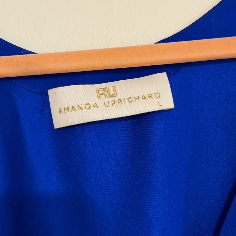 Amanda Uprichard Royal Blue V-Neck Cold-Shoulder Maxi Dress - Picture 4 of 5